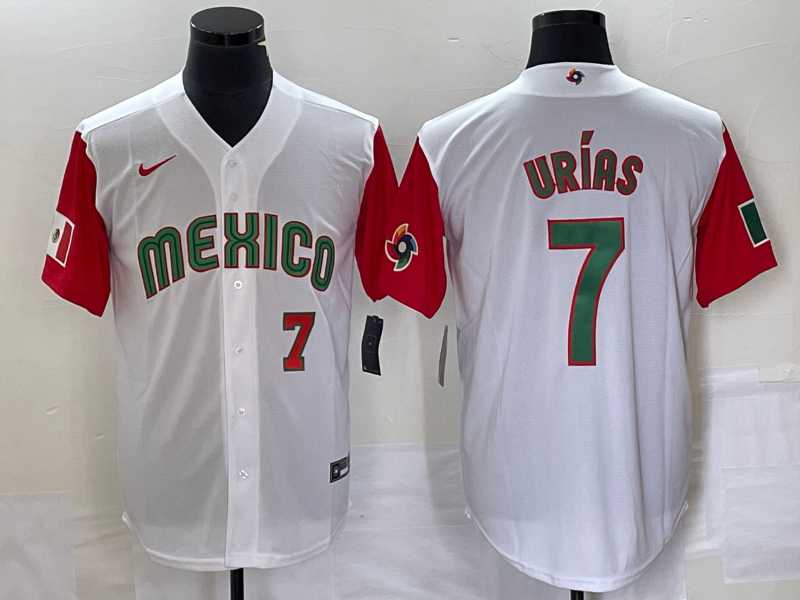 Men's Mexico Baseball #7 Julio Urias Number 2023 White Red World Classic Stitched Jersey52,We sell and wholesale Men's Mexico Baseball #7 Julio Urias Number 2023 White Red World Classic Stitched Jersey52 on line form chian!